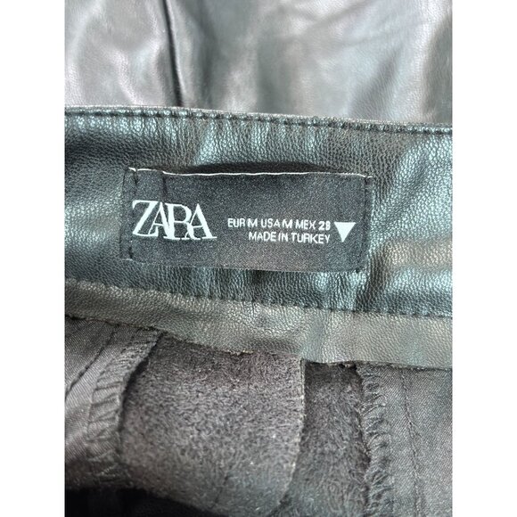 Zara Womens Faux Leather Black Pleated Skort Size M - Picture 8 of 10